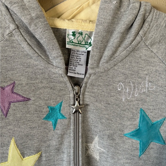 Gray Star-Patterned Zip-Up Hoodie Long robe Quacker Factory 1X - Picture 2 of 8